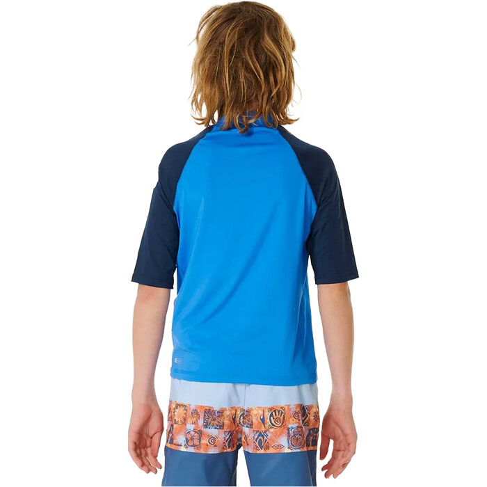 2024 Rip Curl Junior Shock UPF Chaleco De Lycra De Manga Corta Para Nio 124BRV - Blue Gum